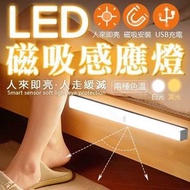 暖光 磁吸感應燈 LED 燈條 USB充電 LED感應燈 小夜燈 走廊燈 櫥櫃燈 氛圍燈 展示燈 床頭燈 人體感應小夜燈 智能感應燈(29.7cm/暖光) 小夜燈 感應燈