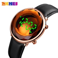 SKMEI Top Luxury Brand Fashion Casual Women Leather Stainless Steel Mesh Strap Watch Display Digital Watch for Ladies