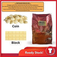 [MELTING RISK] BERYL'S Chocolate Compound WHITE COIN / BLOCK 1kg [beryls] [White][Putih][Pls Read T&