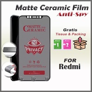 LAYAR Tempered glass full privacy CERAMIC anti SPY REDMI GO s2 A1 A2 A3 A5 A7 PLUS 3 3S 3X 4A 4X 5 5