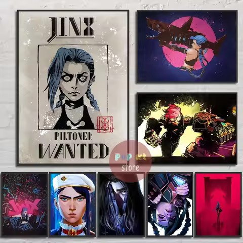 Arcane Season 2 Jinx VI Graffiti Poster Caitlyn Jayce Viktor Character Poster Arcane TV Series Wall 