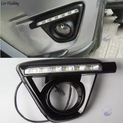 Car Flashing 1 set LED DRL Daylight Daytime Running Light With Fog Lamp Cover DRL For Mazda CX5 CX-5