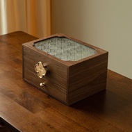 Wedding Gift Begonia Glass Flower Jewelry Storage Box Birthday Wooden Dressing Table