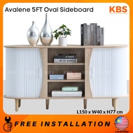 (FREE Installation+Shipping) KBS Avalene 5FT Oval Fluted  Oval Sideboard Cabinet / 2 Slide Doors  / 