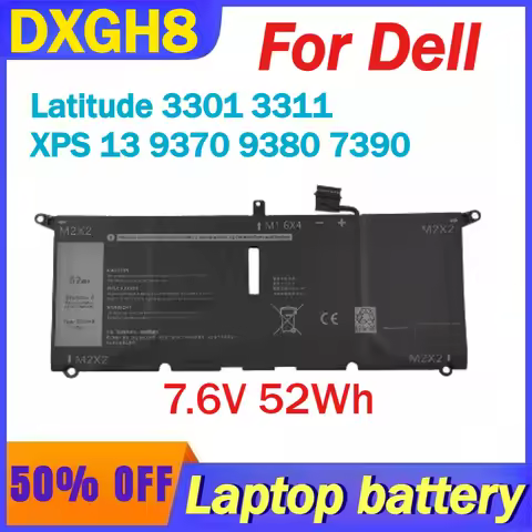 7.6V DXGH8 Battery for Dell Latitude 3301 3311 XPS 13 9370 9380 7390 Inspiron 7390 7391 7490 DXGH8 V