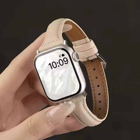 Slim Leather Strap For Apple Watch Band 46mm 42mm 11 10 ultra2-3 49mm 41mm-40mm 44mm 45mm Bracelet l