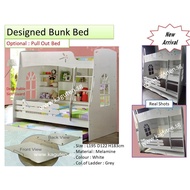 Glossy  White Bunk Bed Single 3ft Bunk Bed Children Bunk Bed Wooden Double Decker