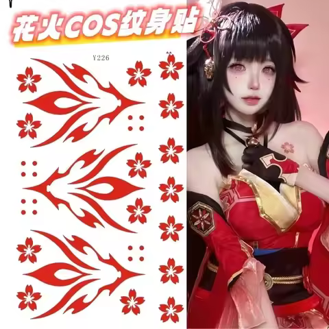 Honkai:Star Rail Sparkle Acheron Aventurine Cosplay Back Tattoo Sticker Temporary Tattoo Sticker Gir
