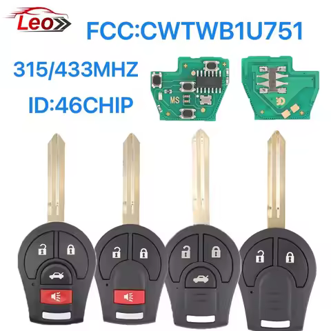 Leo ID:46CHIP for Nissan keyless entry FOB transmitter HO0561-C993A car straight handle key.FCC:CWTW