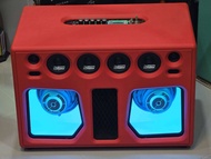 ลำโพงบลูทูธdiy DK-MOTOR แท้ทั้งชุด ตู้แบนพลาส อะคิลิค ซับ6.5"คู่ เสียงกลาง 3" แหลม2" (สีแดง) มีแบตใน