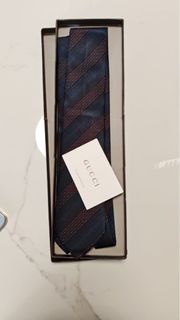 Gucci 藍色條紋領帶