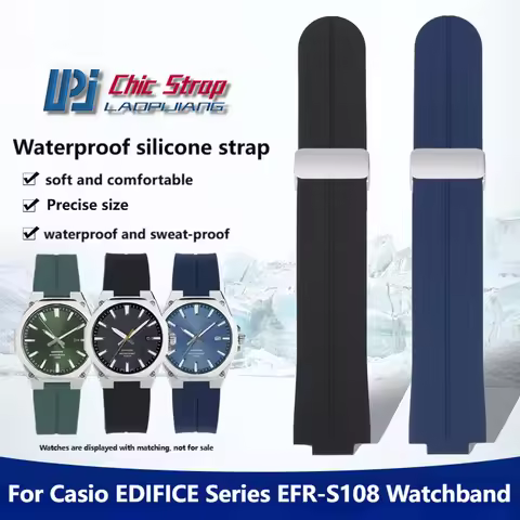 Sports Waterproof Silicone Watch Strap For Casio Edifice EFR-S108 Modified Rubber Watchband Magnetic