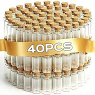 Empty Message-in-a-Bottle - Mini Glass Wish Bottle - Clear Vial with Cork Plug - Jewel Candy Storage
