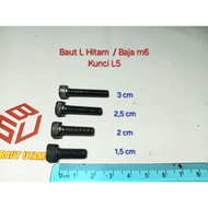 Steel L-bolt M6*15 - 20 - 25 -- 30 (1.5 to 3 cm/) Black L5 Key