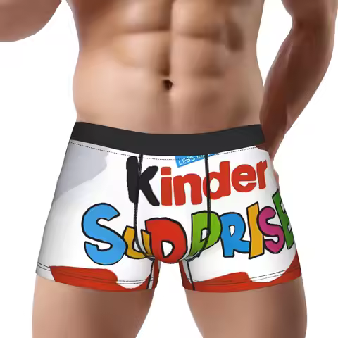 Surprise Egg Kinder Underpants Homme Panties Men's Underwear Print Shorts Boxer Briefs