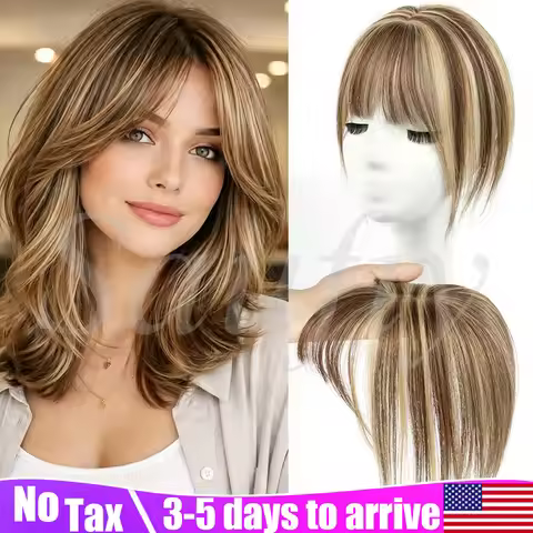 Highlights Brown Hair Toppers for Women Real Human Hair 5x9cm Seamless Invisible Clip in Human Hair 