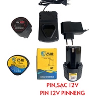 12V Battery, 12V Charger for 12V Screwdriver Battery Drill, 3 Cell Triangle Battery