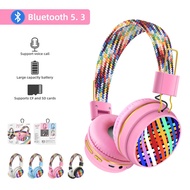 Wireless Headphones with Microphone Color Stereo Music Helmet Earpiece Player Foldable Plug-in TF Card Headset Bluetooth Headset
