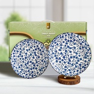 Hampers Piring Set isi 2pcs Keramik Vintage Jepang Modern Bulat Piring / Mangkok Set Gift Box Piring