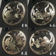 สไตล์จีนสติกเกอร์โลหะสี่สัตว์ศักดิ์สิทธิ์โบราณ Divine Creatures Qinglong Baihu Zhubao Xuanwu โทรศัพท