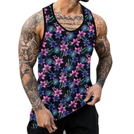 2025 New Palm Tree Graphic Tank Top For Men 3D Print Sleeveless Beach Hemp Palm Pattern Tops Paint V