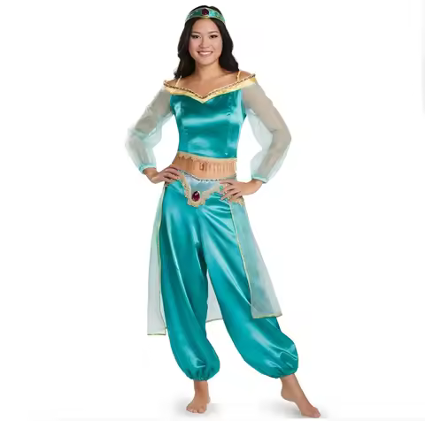 Adult Princess Jasmine Cosplay Costume, Aladdin Jasmine Dress, Women's Halloween Role Play Stage Per