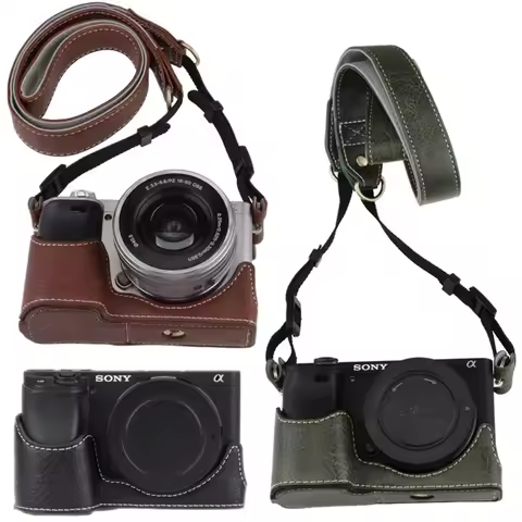 For Sony ILCE Alpha6700 A6400 A6300 A6100 A6000 A5100 PU Camera Bag Shell, Face Clip, Handle, Bottom