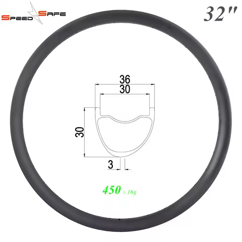 450g 32in MTB XC AM ENDURO 36mm asymmetric clincher tubeless carbon rim 30mm deep inner UD 3K 12K 28
