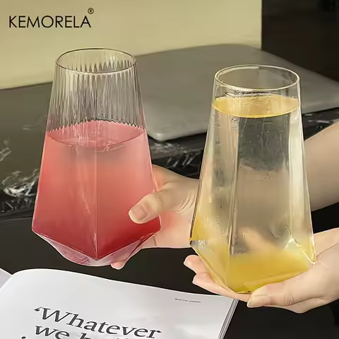 1/2PCS Glass Cup 500ML Geometrical Highball Glasses Crystal Reusable Machine Washable Multipurposefo
