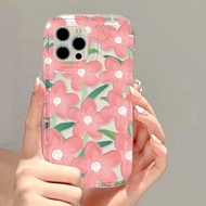 Good case 🔥COD🔥INS Simple Pink Flower Case Compatible For Samsung Galaxy A55 5G A50 A34 A54 A14 A53 A22 A71 A10S A32 A12 A04 A50s A51 A31 A21S A20S A30s A04E A52s A04s A23 A52 A03 A20 A13 A11 A03s A30 Soft TPU Transparent AirBag Phone Case