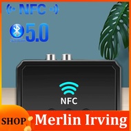 Merlin Irving Shop NFC Bluetooth-compatible 5.0 Receiver Adapter 3.5mm RCA AUX Audio Adapter Wireless Receiver with Mic Adapter for Car