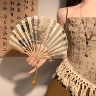 Fan Folding Cool Fan Small Fan Portable Portable Antique Shell Fan Folding Cool Fan Props Hanfu Clas