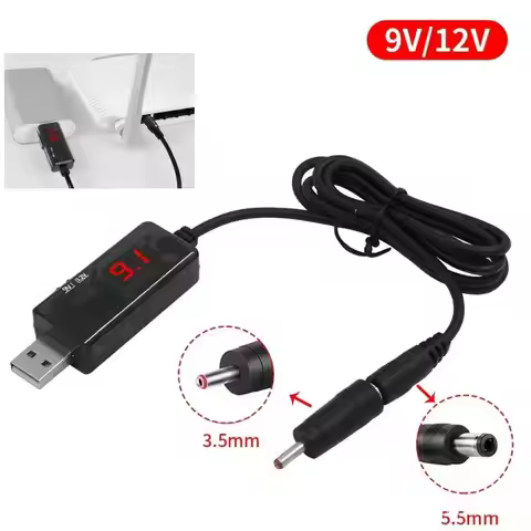 New【USB Boost Converter DC 5V To 9V 12V USB Step-up Converter Cable + 3.5x1.35mm Connecter Power Sup