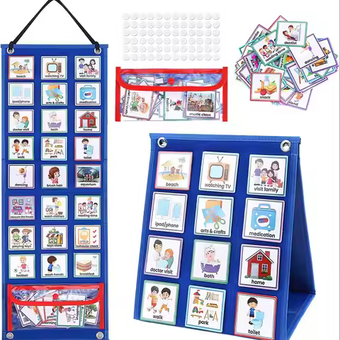 Visual Schedule for Kids Daily Routine Chart with 70 Cards Calendar Pocket Autism Learning Behaviora