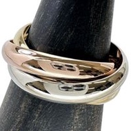 二手 CARTIER Trinity 戒指，17 號，18K 黃金、18K 白金和 18K 玫瑰金，12.0 克，57，無序號，三顏色，男女皆宜。