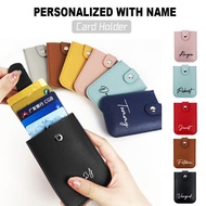 MOLYGO Christmas Gift /Personalized name Card holder / Cascading Hidden Pull Out Card Case Organizer Multi-card Pu Leather with Buckle Card Sleeve Business Card Holder