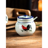 Chili Jar Oil Spicy Seeds Special Jar Household Salt Jar Old-fashioned Ceramic Jar with Lid Oil Bowl