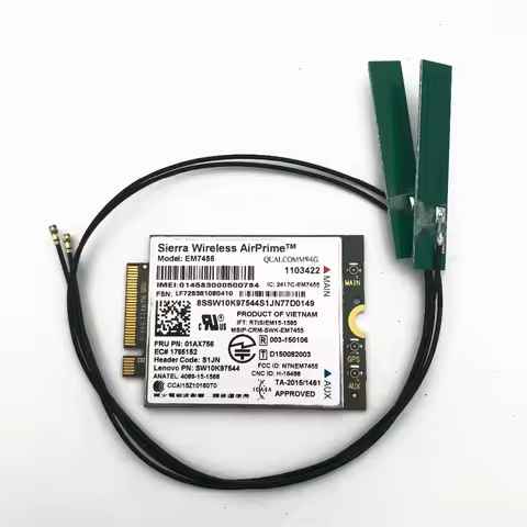 EM7455 GOBI6000 FRU:01AX756 4G LTE WWAN Card+2pcs Antenna For Thinkpad X1 YOGA/L470/L570/P51S/YOGA 3