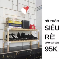 2-Tier Shoe Shelf Imported American Pine Wood Horizontal Size 60x25x35CM 100% Refund