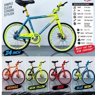 HAPPYS FIXIE BIKE 24 INCH AGE 12+ RACING BIKE DISC BRAKE STEEL FRAME TUBE TYRE ALLOY RIM SEALED BEAR