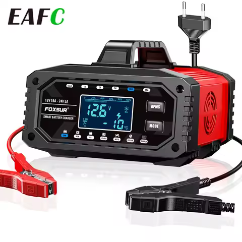 EAFC 12/24V 15A Smart Battery Charger 10- stage Charger Protect For LiFePo4 AGM,EFB,GEL,CA ,Wet,Deep