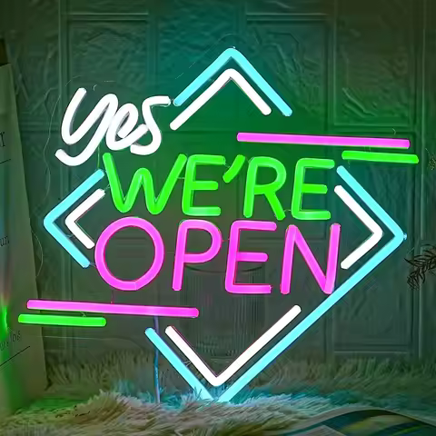 Yes WE RE OPEN Neon Sign Multicolor Diamond LED Open Sign for Store Shop Window Cafe Bar Home Gaming