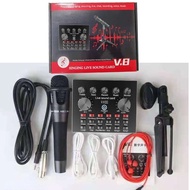 V8 VBS BT USB เสียงชุดหูฟังไมโครโฟน Webcast สดการ์ดเสียงสำหรับโทรศัพท์ มี Bluetooth