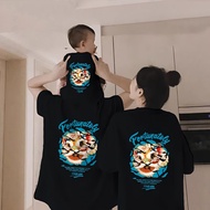 Lengan Pendek Tarian Singa Guochao Tiga Pakaian Ibu Bapa dan Anak Empat Kapas a Musim Panas T Baju Ibu dan Anak Pakaian Musim Panas