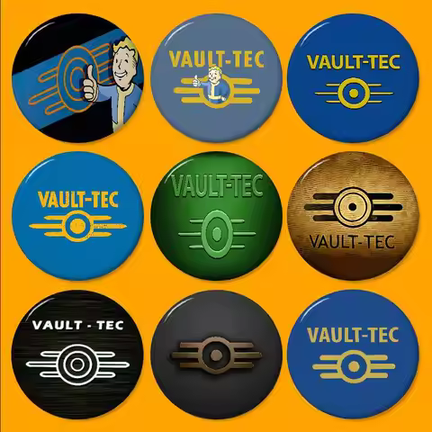 Game V-Vault T-Tec Logo 58mm Handmade Brooch Cartoon Cosplay Badge On Backpack Jewelry Accessories G