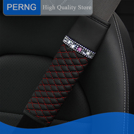 Teke ที่หุ้มเข็มขัดนิรภัยรถหนังติดเพชร,[PERNG] ระบายอากาศได้ดีป้องกันเข็มขัดนิรภัยเบาะรองนั่งภายในรถยนต์