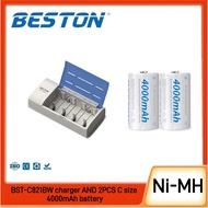 Beston (Size C) 4000mAh Rechargeable Battery Ni-MH + Beston C821BW Rechargeable