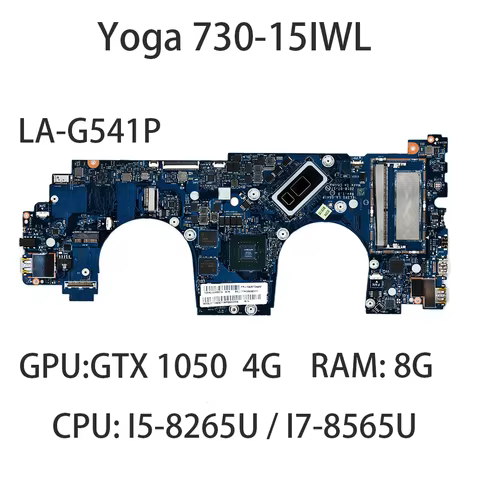 Laptop Motherboard For Lenovo Yoga 730-15IWL LA-G541P With CPU:i5-8265U i7-8565U GPU GTX1050 4G RAM: