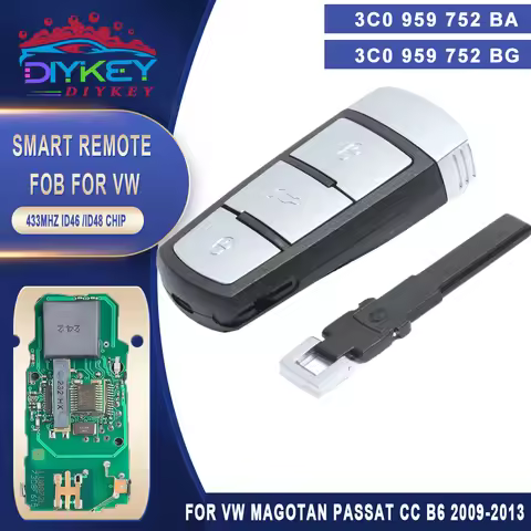 DIYKEY Keyless Go 3C0 959 752 BG For VW Volkswagen Passat CC 2005-2014 Smart Remote Key 433MHz ID46 