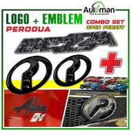 Combo Set Car Logo Rear Front + Emblem Wording For Alza Axia Aruz Bezza Myvi Lambang Kereta Perodua 
